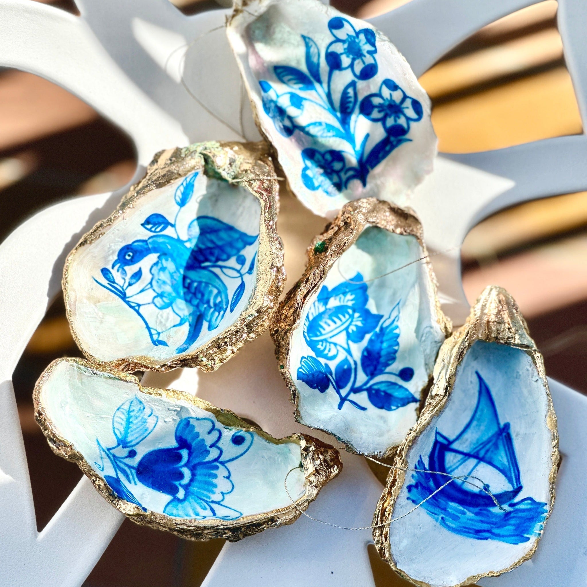 Liebre uno "Azulejo-Kollektion": echte Auster-Schale mit Aufhängung 🦪12 Motive
