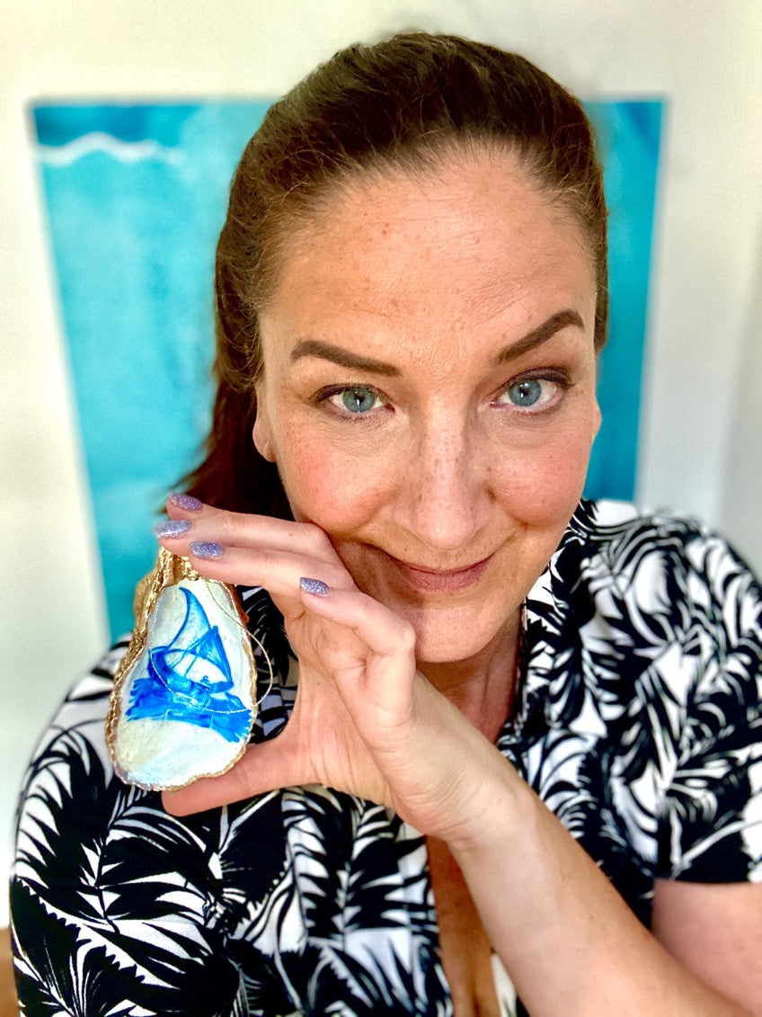 Flor uno "Azulejo-Kollektion": echte Auster-Schale mit Aufhängung 🦪12 Motive