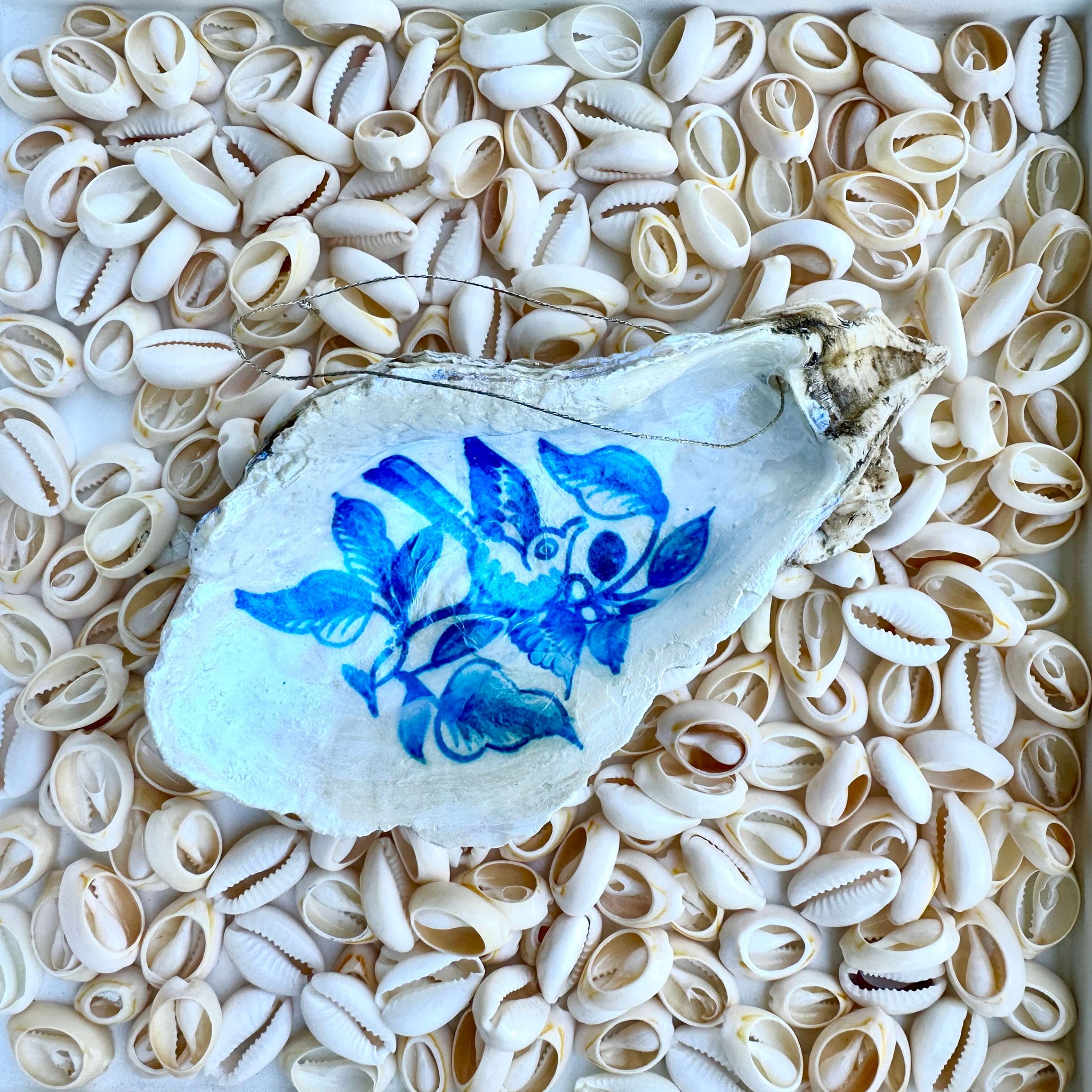Pájaro dos "Azulejo-Kollektion": echte Auster-Schale mit Aufhängung 🦪12 Motive