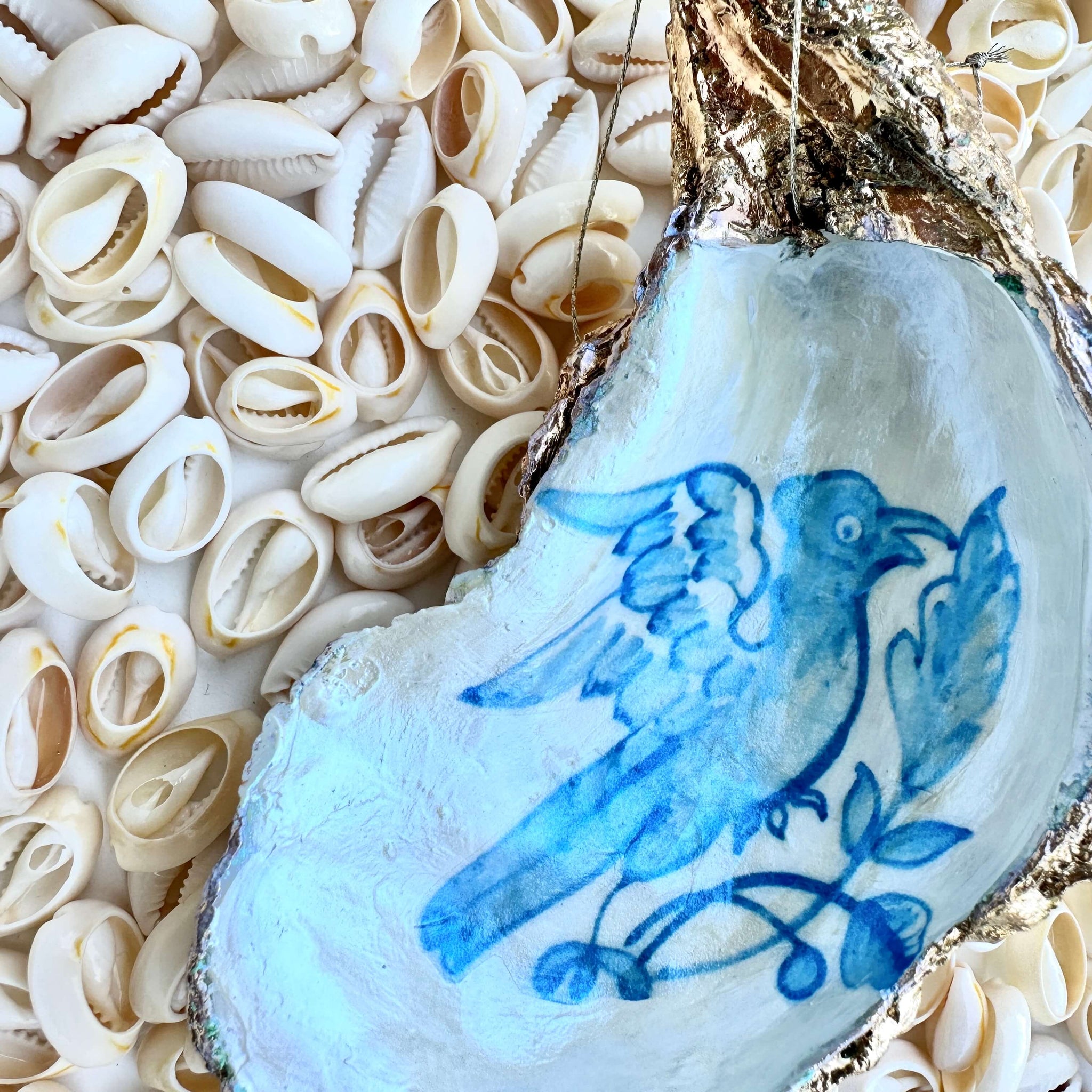 Pájaro uno "Azulejo-Kollektion": echte Auster-Schale mit Aufhängung 🦪12 Motive