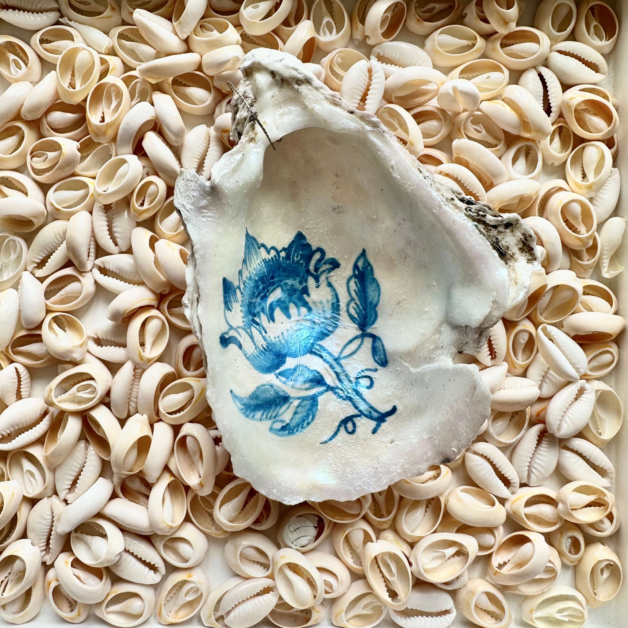 Flor cuatro  "Azulejo-Kollektion": echte Auster-Schale mit Aufhängung 🦪12 Motive
