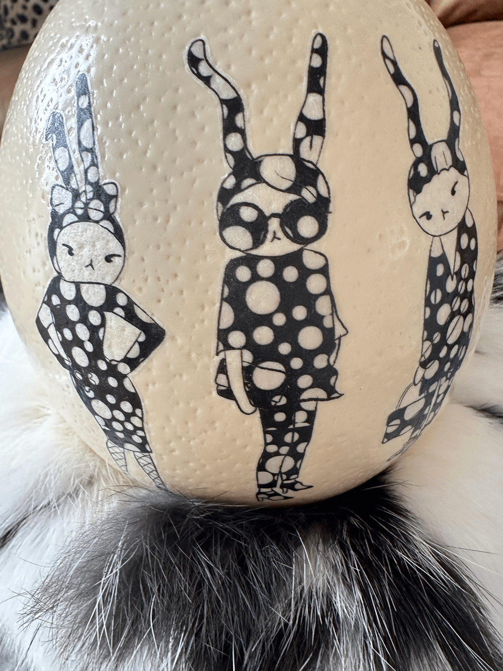 Ostrich Egg &amp; Recycled Wreath “Team Polka Dots”