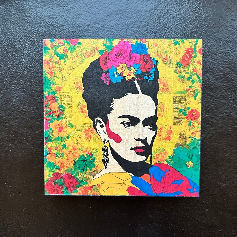 Holzbild ei-nzigartig frida kahlo