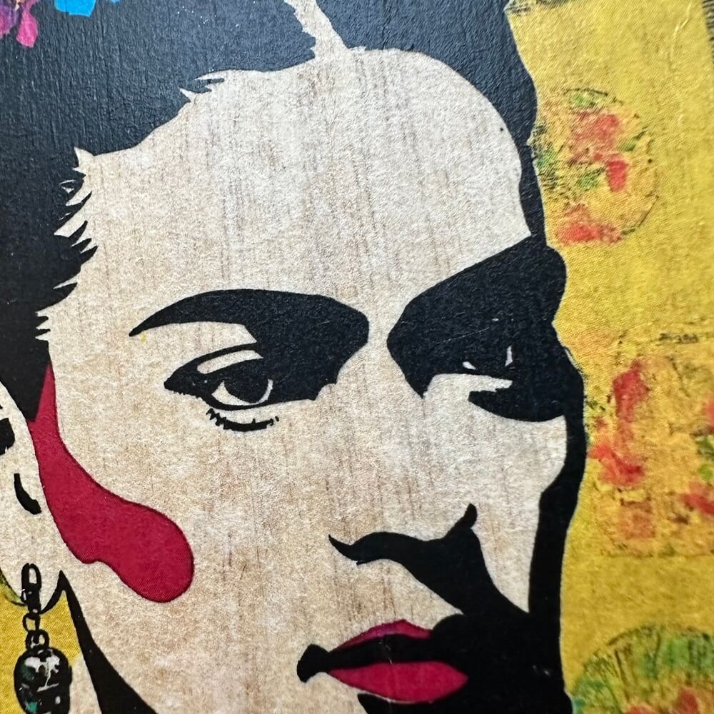 Holzbild ei-nzigartig frida kahlo