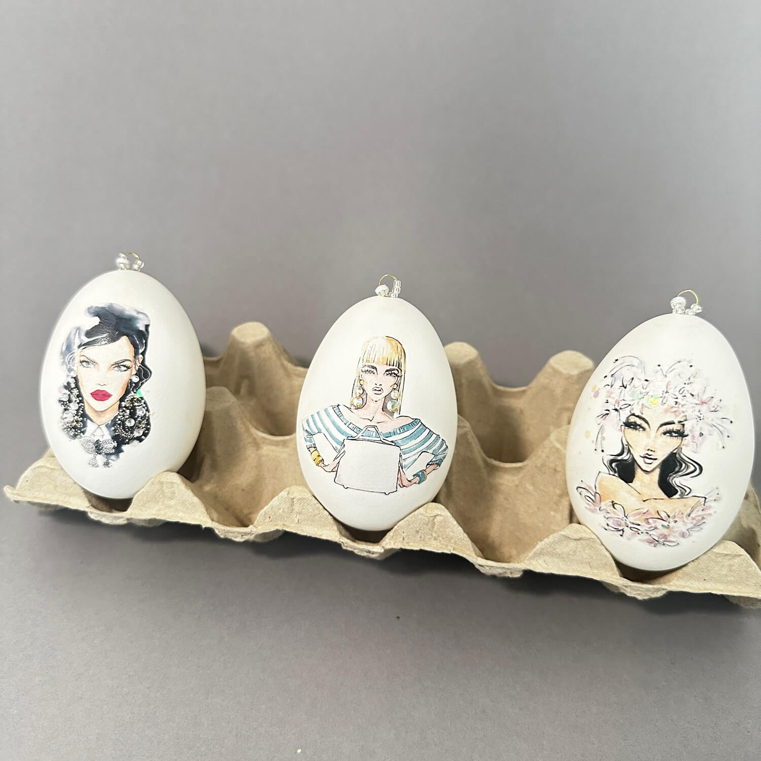 Goose eggs “Statement Eggs”, set of 3