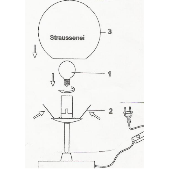 Straußenei-Lampe "Hubertus Blumengeweih"