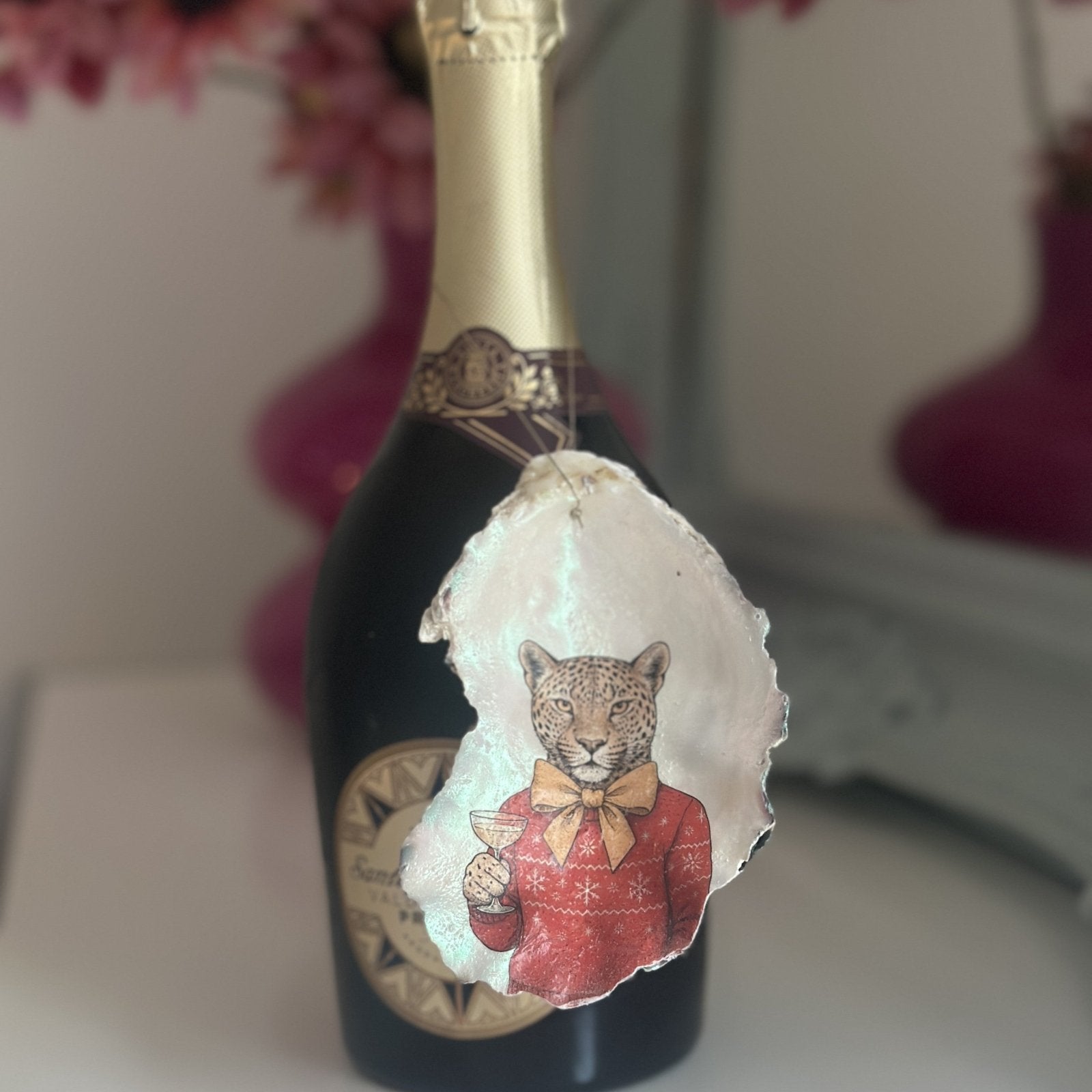 Handveredeltes Deko - Objekt: Auster "Chic Leo" X - Mas Glamdeko von ei - nzigartig