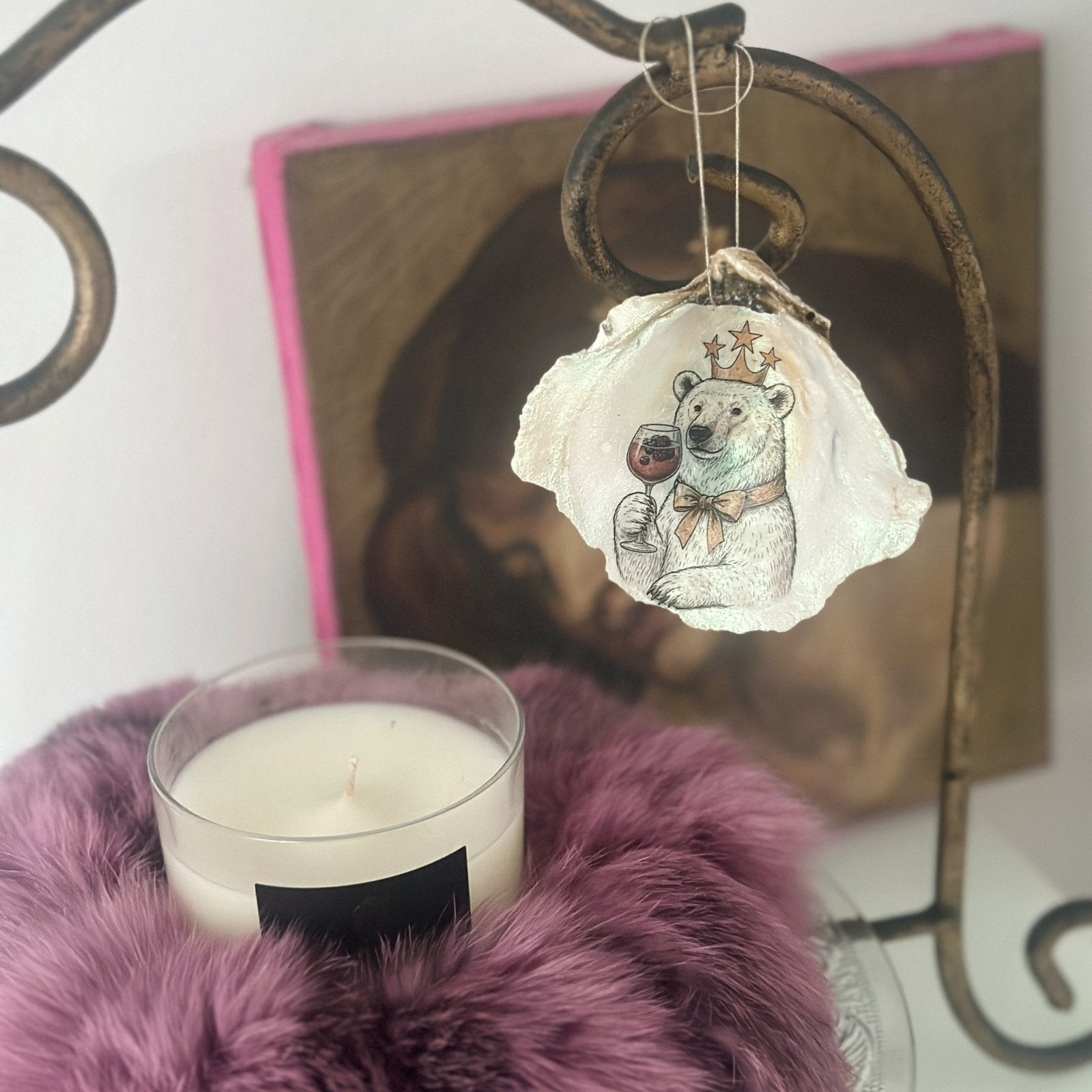 Handveredeltes Deko - Objekt: Auster "Eisbär Lillet" X - Mas Glamdeko von ei - nzigartig