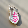 Handveredeltes Deko - Objekt: Auster "Glaube, Liebe, Hoffnung - Pink" Kunst - Muschel mit Gold oder Perlmutt von ei - nzigartig