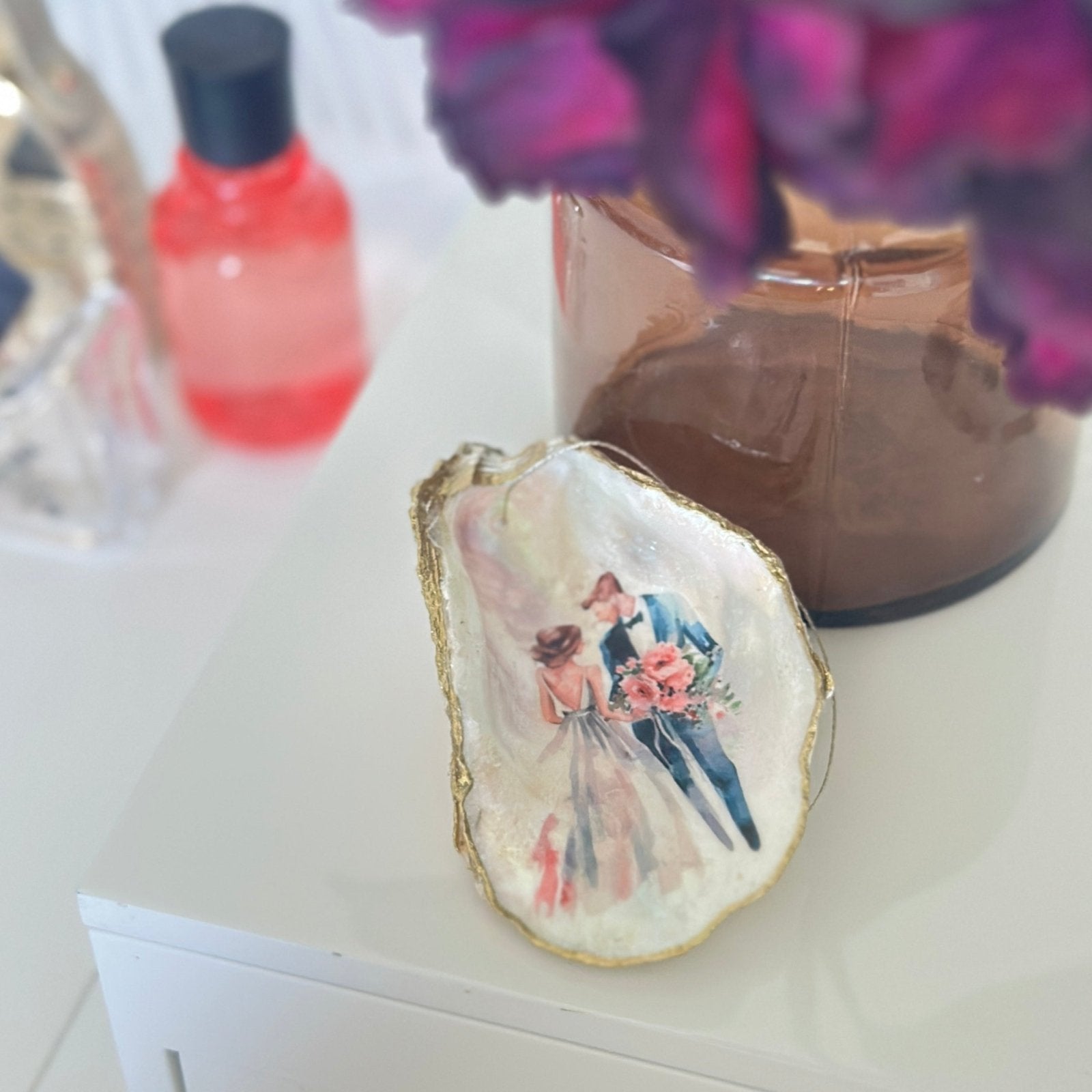 Handveredeltes Deko - Objekt: Auster "Ja" Kunst - Muschel mit Gold oder Perlmutt von ei - nzigartig