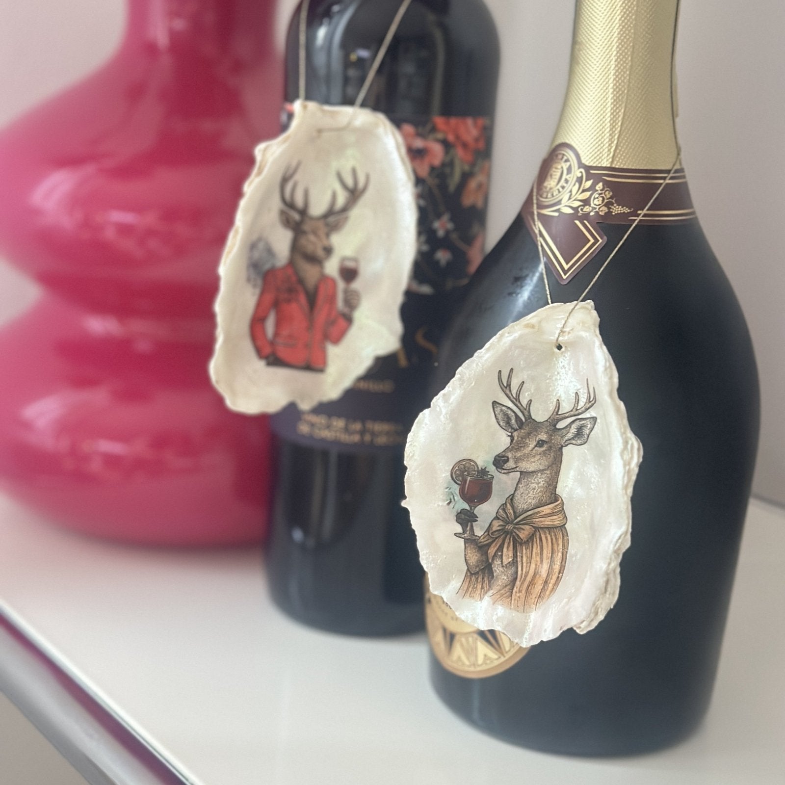 Handveredeltes Deko - Objekt: Auster "Lady Deer" X - Mas Glamdeko von ei - nzigartig