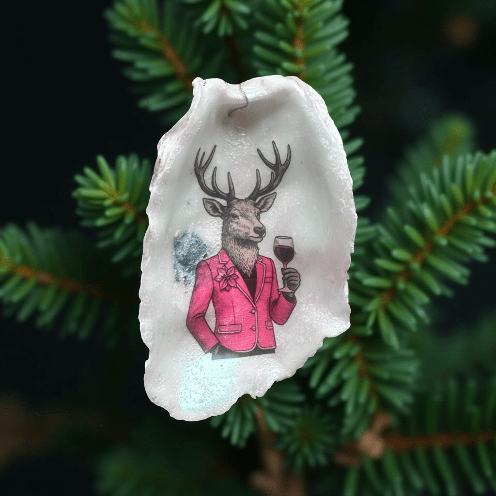 Handveredeltes Deko - Objekt: Auster "Lord Deer" X - Mas Glamdeko von ei - nzigartig