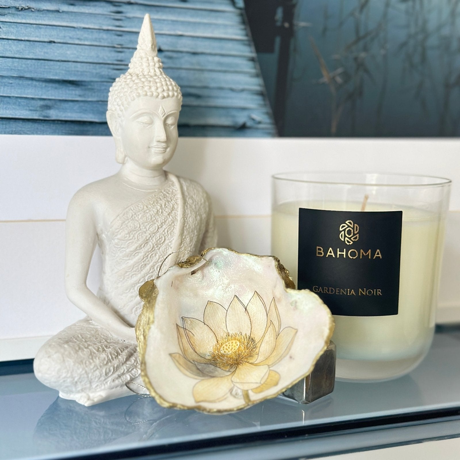 Handveredeltes Deko - Objekt: Auster "Lotus" Kunst - Muschel mit Gold oder Perlmutt von ei - nzigartig