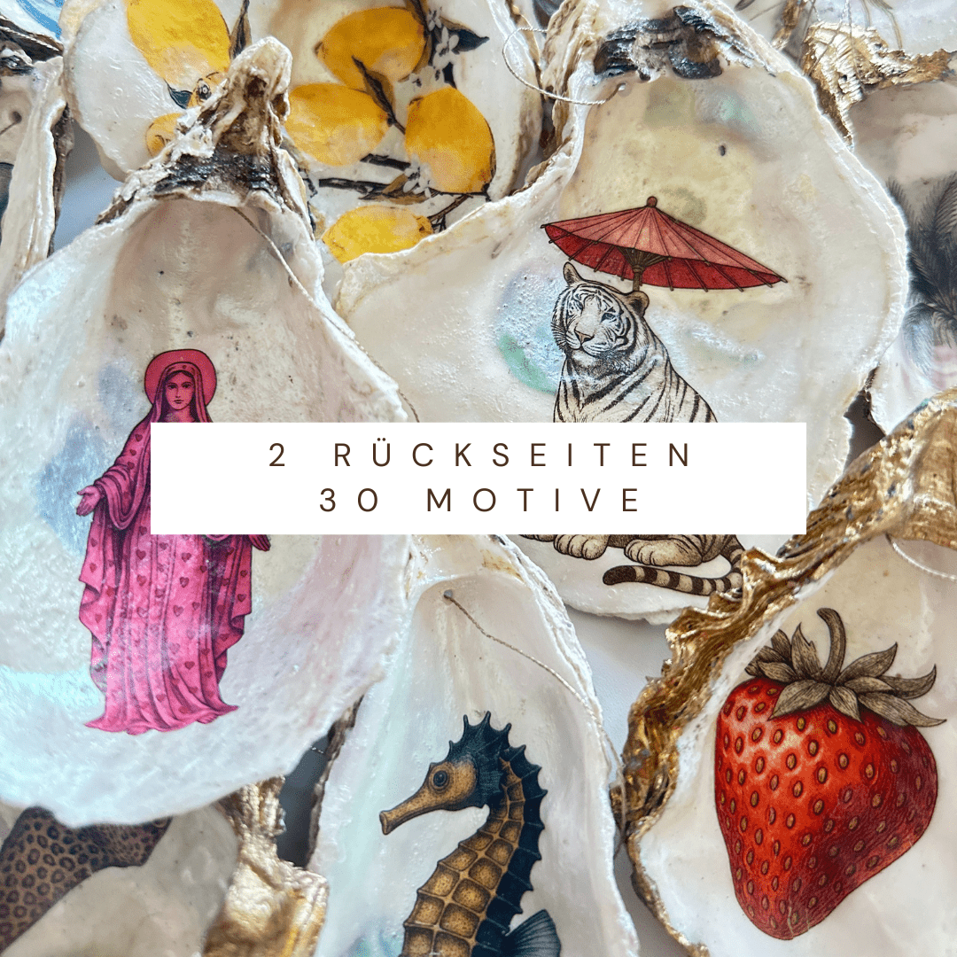 Handveredeltes Deko - Objekt: Auster "White Lotus Lounger" Kunst - Muschel mit Gold oder Perlmutt von ei - nzigartig