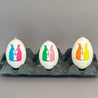 Handveredeltes Deko - Objekt: Colourful Bunnies, 3er Set Gänseeier von ei - nzigartig