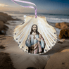 Handveredeltes Deko - Objekt: Dekoanhänger "Holy Pastels Herz Jesus" mit Schmuck - Kante, 2 Größen von ei - nzigartig