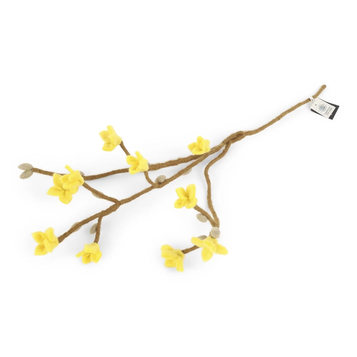 Handveredeltes Deko - Objekt: Forsythien Zweig aus Filz von Gry & Sif, 60 cm von ei - nzigartig