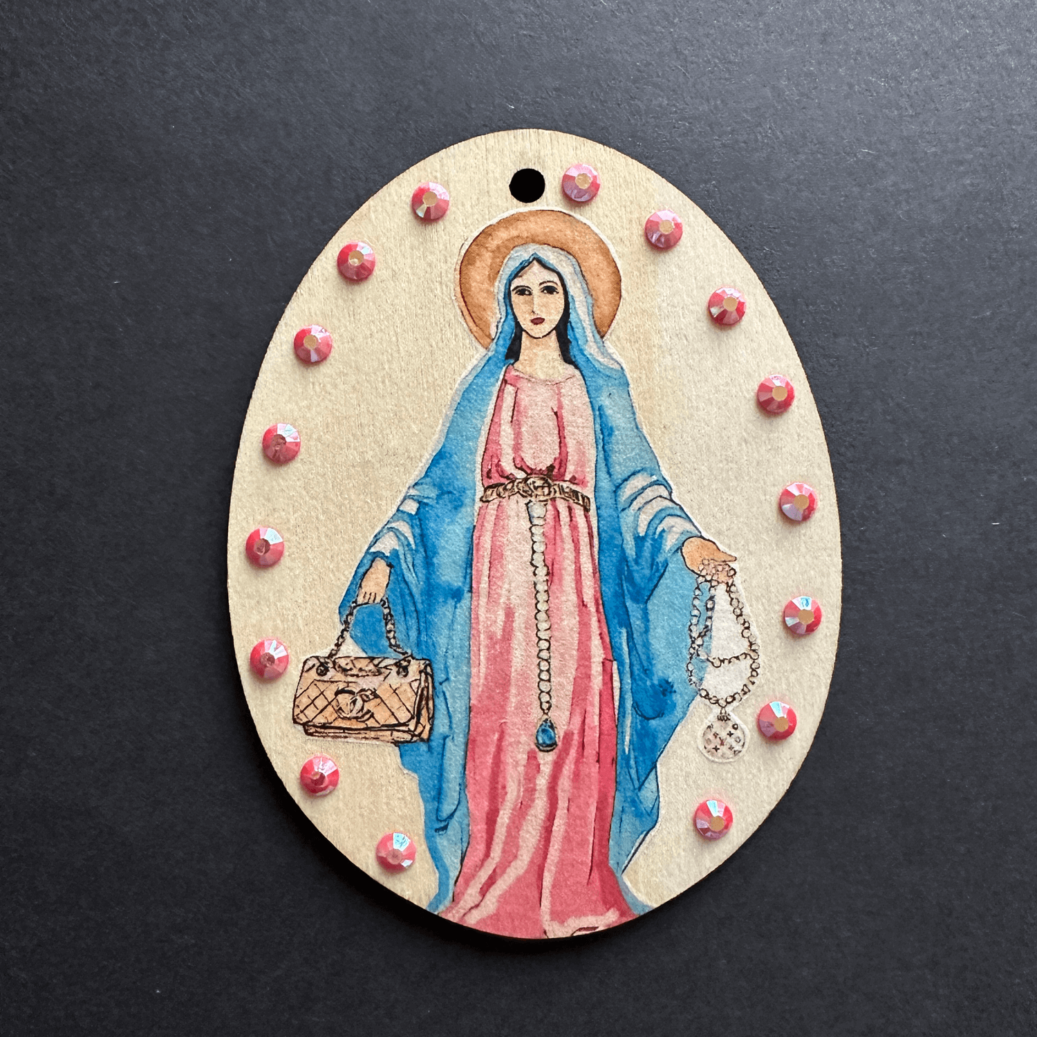 Handveredeltes Deko - Objekt: Holz - Anhänger „Madonnista“ von ei - nzigartig