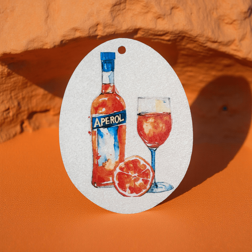 Handveredeltes Deko - Objekt: Holz - Anhänger "Shell I drink Aperol today?" von ei - nzigartig