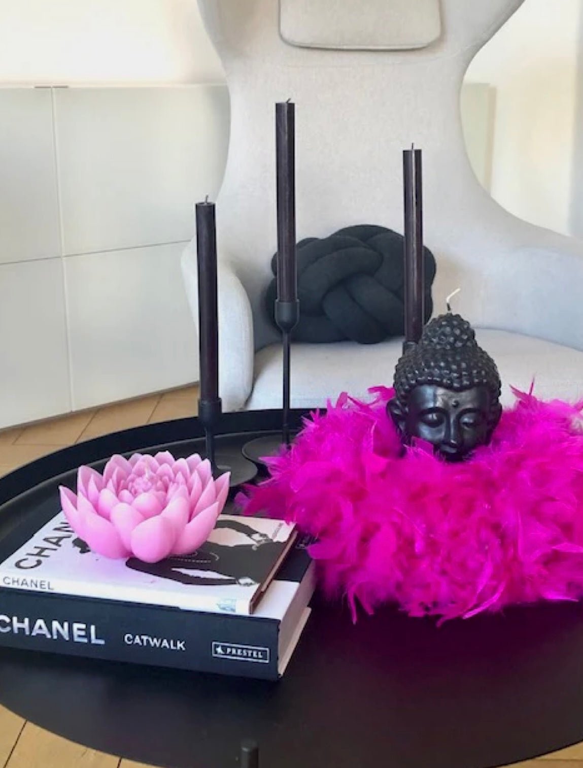 Handveredeltes Deko - Objekt: Königsfeder - Kranz, Pink, unterschiedliche Größen von Drosselbart - Design von ei - nzigartig