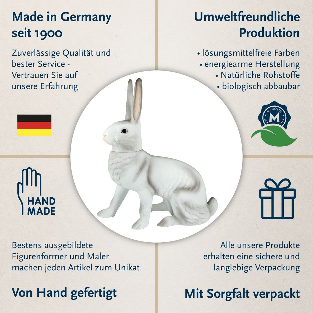 Handveredeltes Deko - Objekt: Laufender Osterhase zum Füllen, weiß von ei - nzigartig