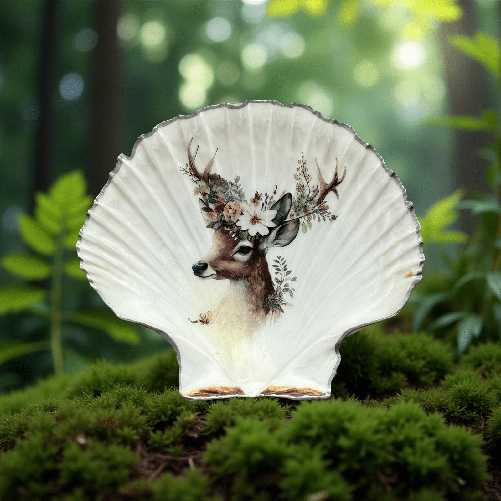 Handveredeltes Deko - Objekt: Muschel - Schale "Hubertus Big Flowers", 2 Größen von ei - nzigartig