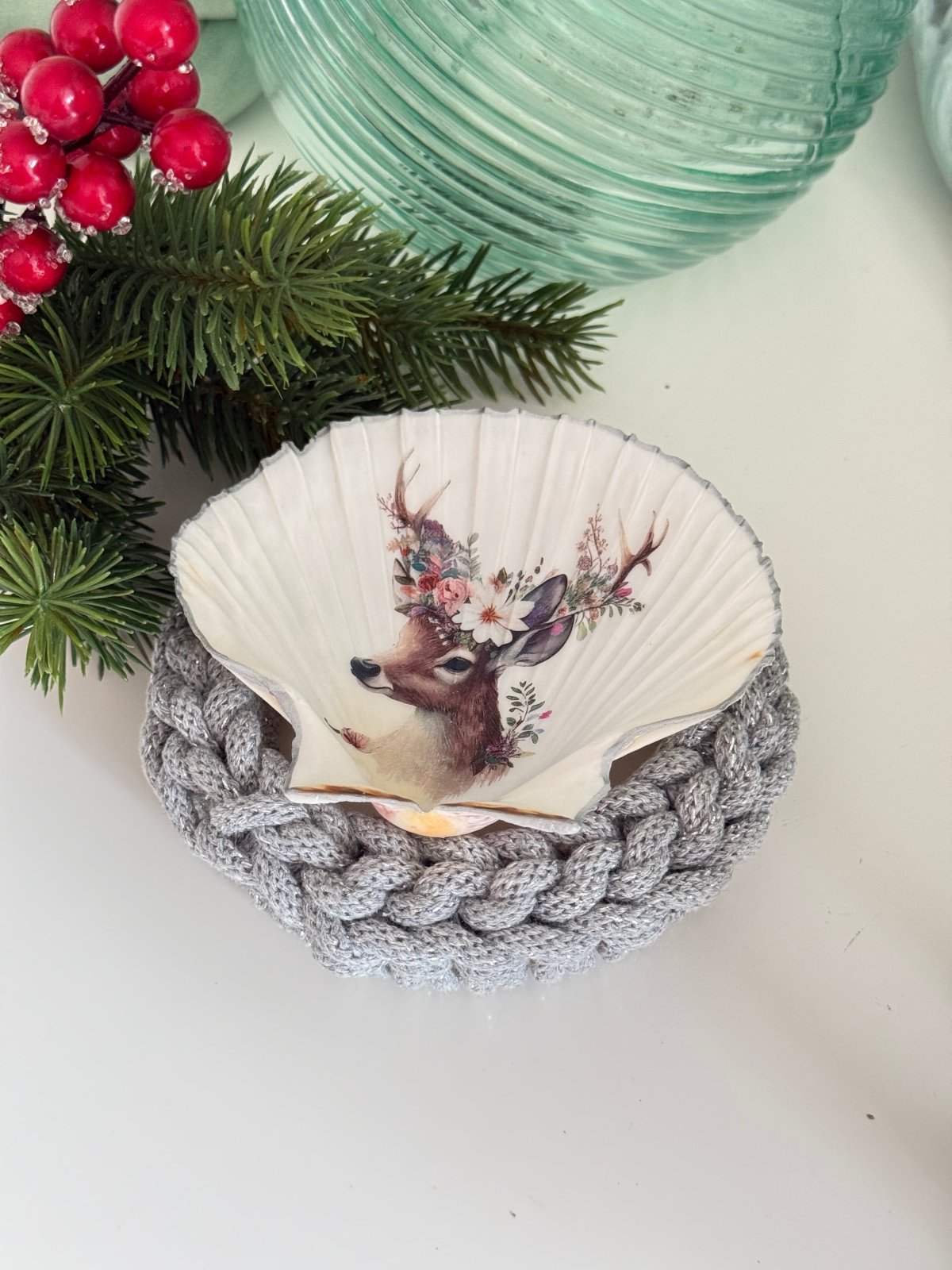 Handveredeltes Deko - Objekt: Muschel - Schale "Hubertus Big Flowers", 2 Größen von ei - nzigartig