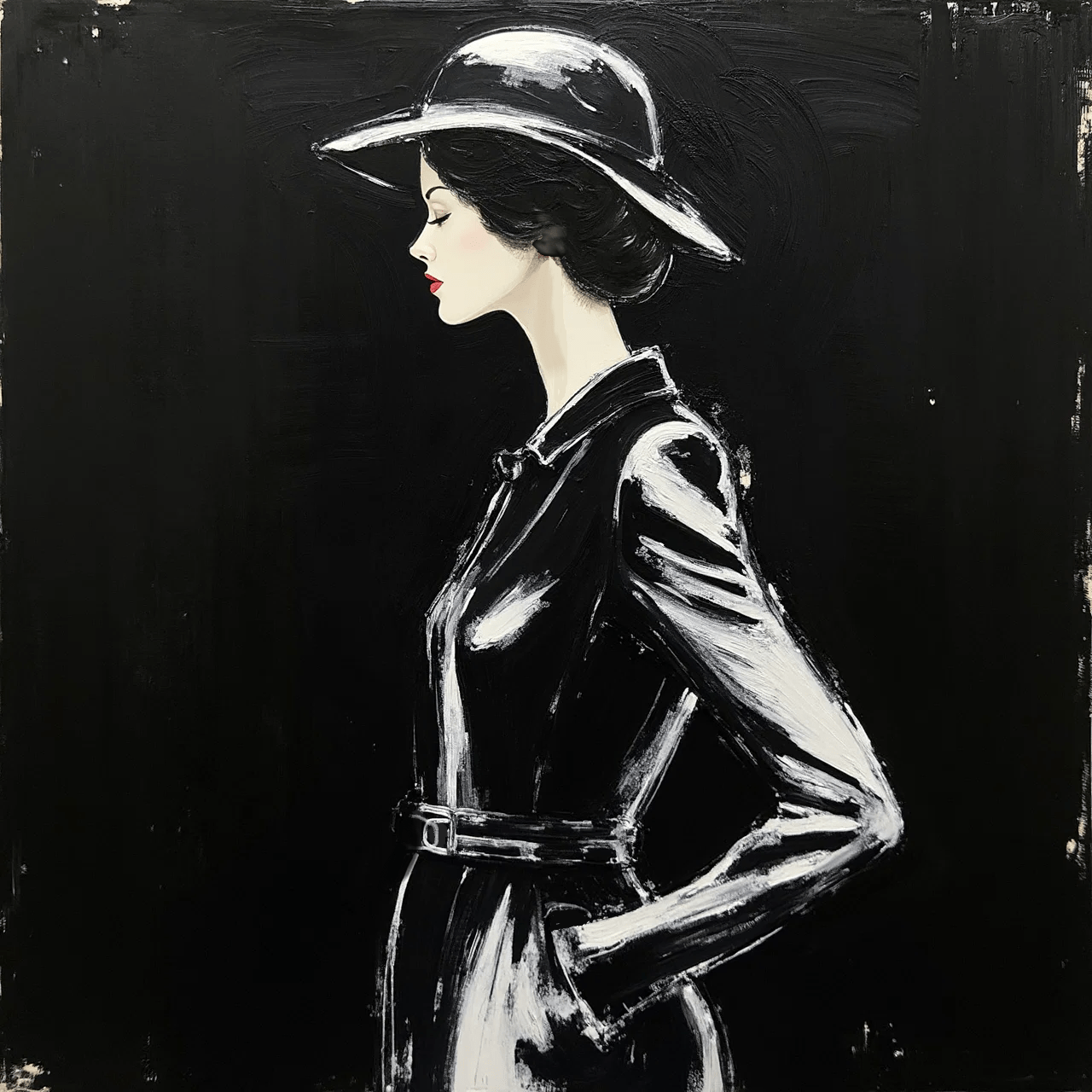 Handveredeltes Deko - Objekt: N°12 "Mlle Carla", Mini - Artwork auf Holz von ei - nzigartig