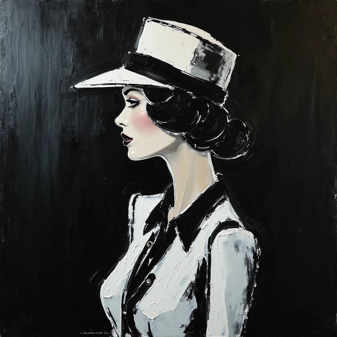 Handveredeltes Deko - Objekt: N°6 "Mlle Giselle", Mini - Artwork auf Holz von ei - nzigartig