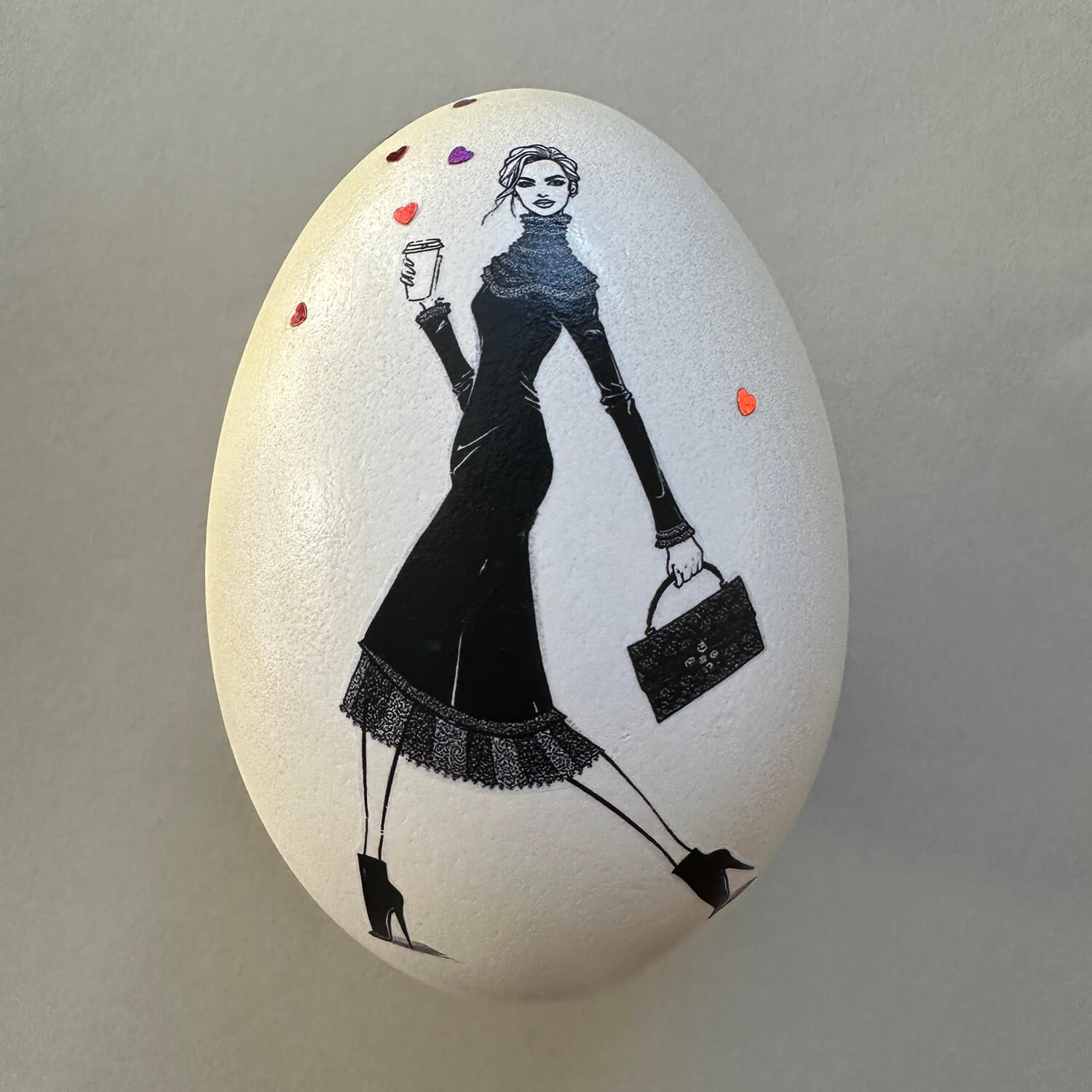 Handveredeltes Deko - Objekt: Nanduei: "Valentine to go", Basic & Glam, Black & White Edition von ei - nzigartig