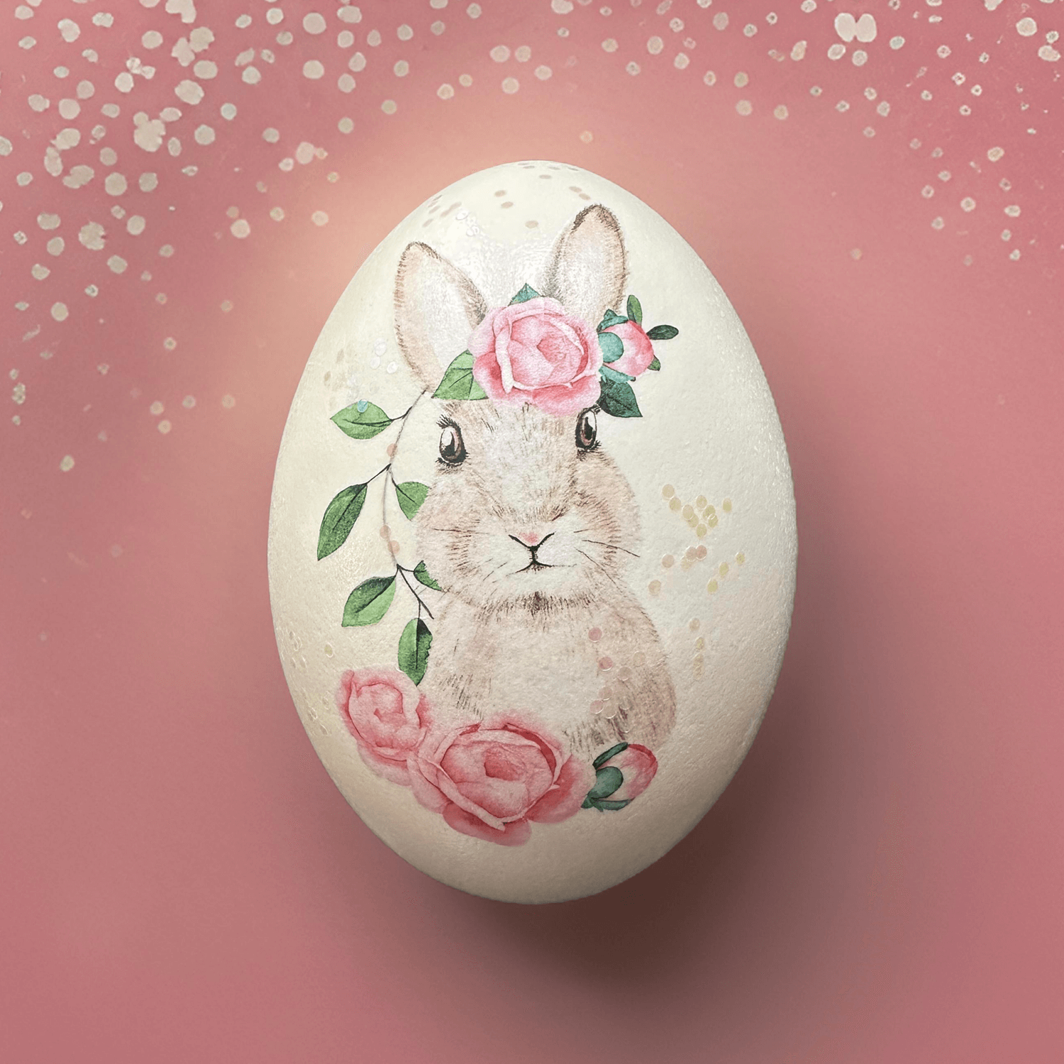 Handveredeltes Deko - Objekt: Osterei: "Blumen - Bunny" von ei - nzigartig