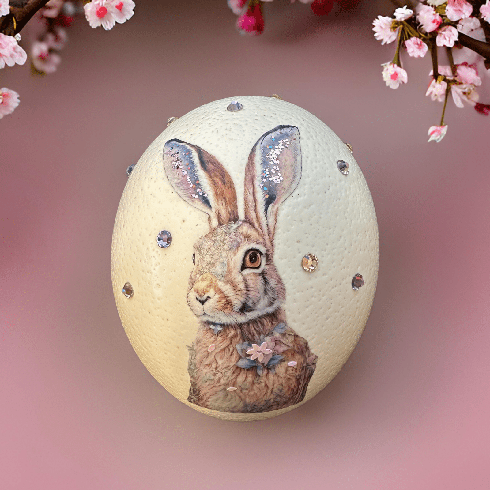 Handveredeltes Deko - Objekt: Osterei "Romantic Rabbit" Basic, oder Glam von ei - nzigartig