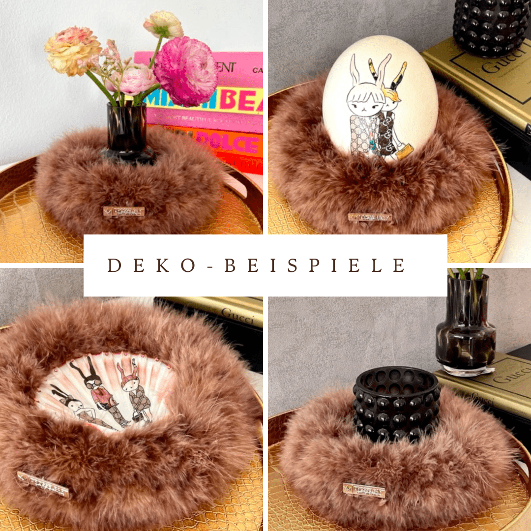 Handveredeltes Deko - Objekt: Recycled Pelzkranz, Türkis, Größe "M" von Drosselbart - Design von ei - nzigartig