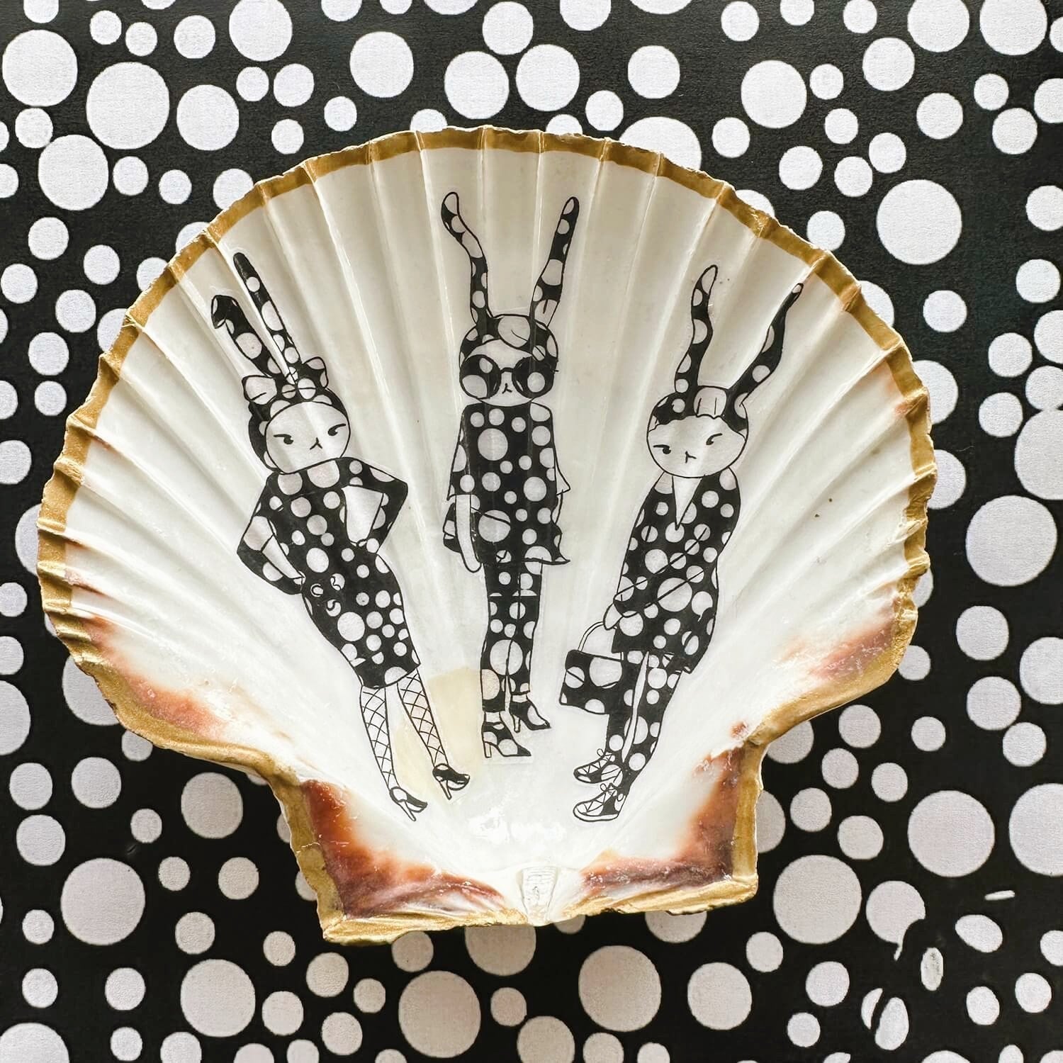 Handveredeltes Deko - Objekt: Schmuck - Schale "Dot - Style Trio", 2 Größen und Kantenvarianten von ei - nzigartig