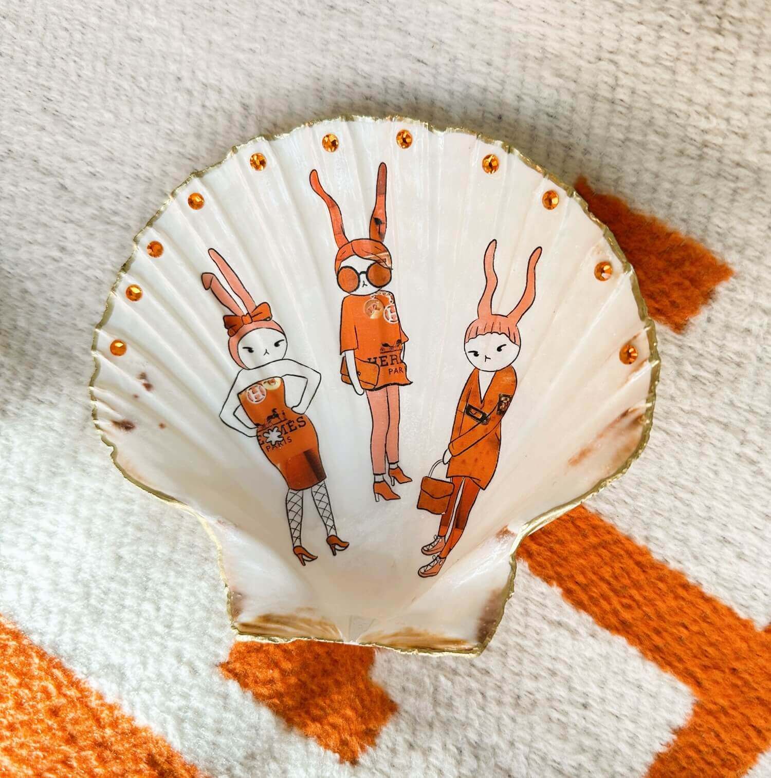 Handveredeltes Deko - Objekt: Schmuck - Schale "Orange - Style Trio", 2 Größen und Kantenvarianten von ei - nzigartig