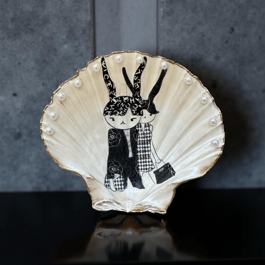 Handveredeltes Deko - Objekt: Schmuck - Schale "Tweed & Pearls - Duo", 2 Größen und Kantenvarianten von ei - nzigartig