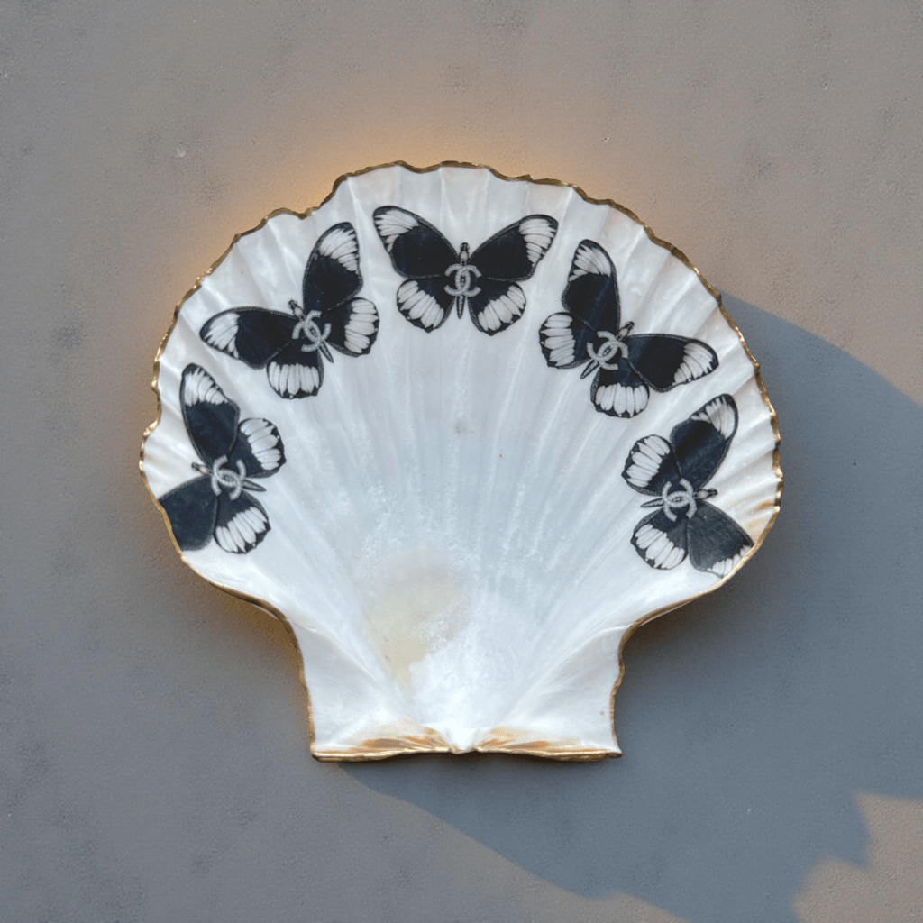 Handveredeltes Deko - Objekt: Sized Set Muschel - Schalen "Nightfly" (3 - teilig) 2 Kantenvarianten von ei - nzigartig