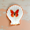 Handveredeltes Deko - Objekt: Sized Set Muschel - Schalen "Orangenfalter" (3 - teilig) 2 Kantenvarianten von ei - nzigartig