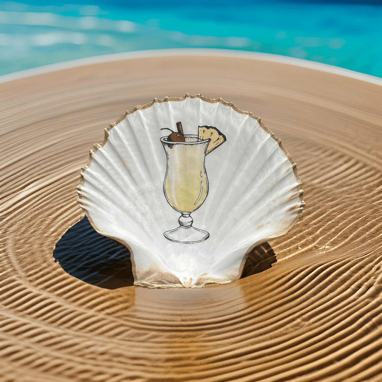 Handveredeltes Deko - Objekt: Snack - Schale "Pina Colada", 2 Größen & 2 Kanten - Varianten von ei - nzigartig