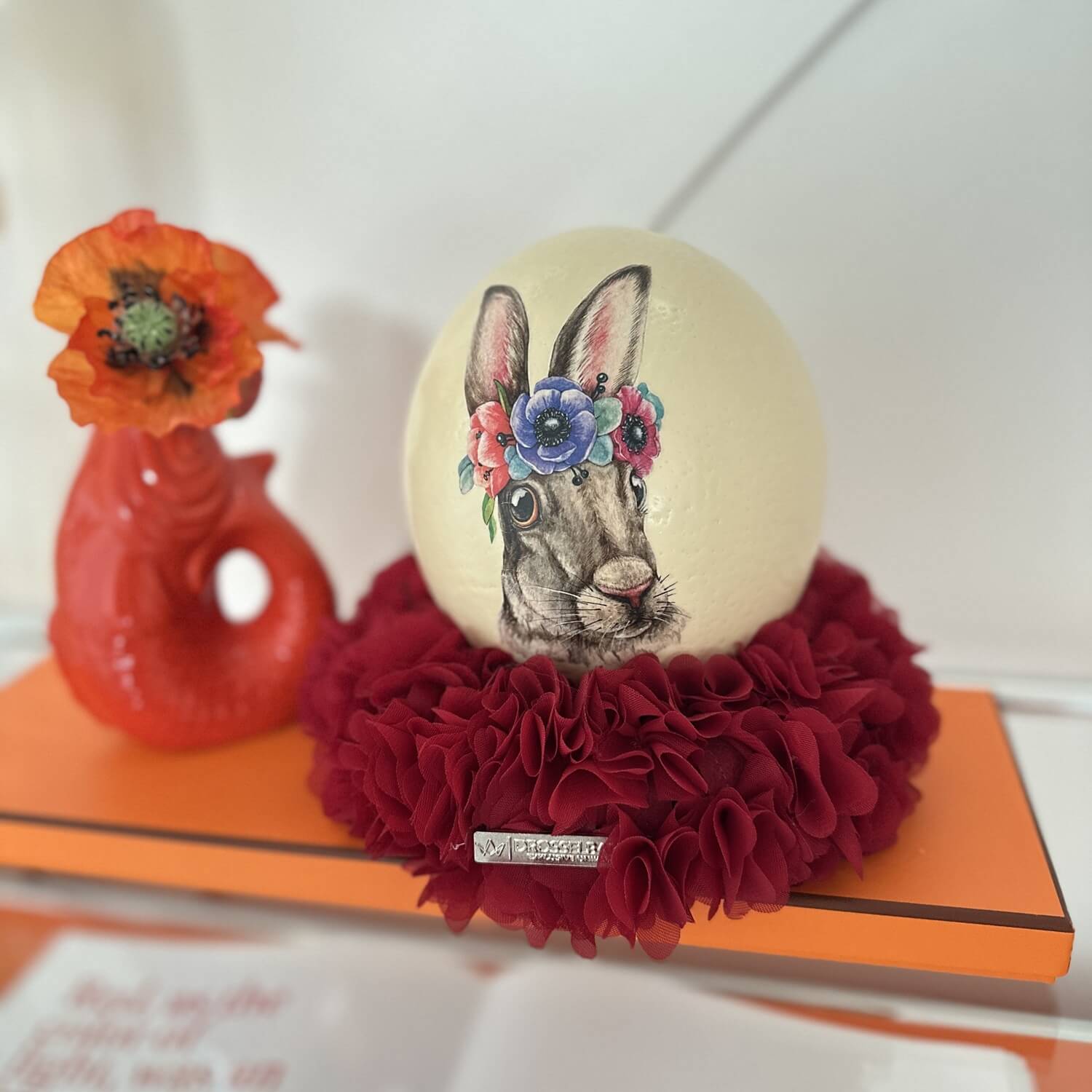Handveredeltes Deko - Objekt: Stoffblüten - Kranz, Rot, Größe ca. 15 cm von ei - nzigartig