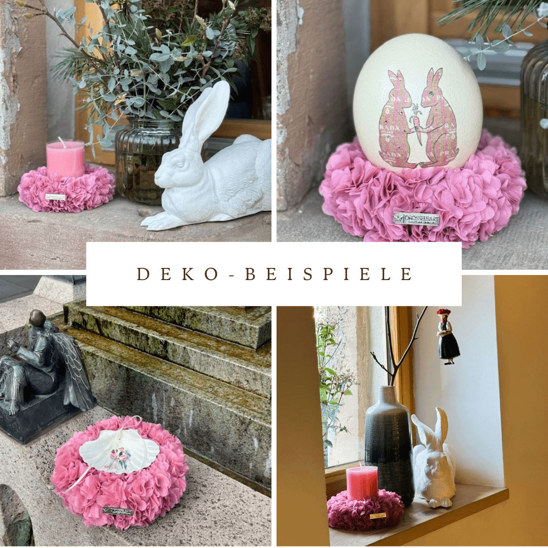 Handveredeltes Deko - Objekt: Stoffblüten - Kranz, Rot, Größe ca. 15 cm von ei - nzigartig