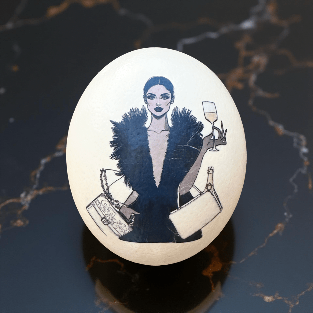 Handveredeltes Deko - Objekt: Straußenei "Champ Season", Basic, Glam, Glow & Luxury von ei - nzigartig