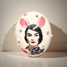 Handveredeltes Deko - Objekt: Straußenei "Coco Bunny", Basic & Glow von ei - nzigartig