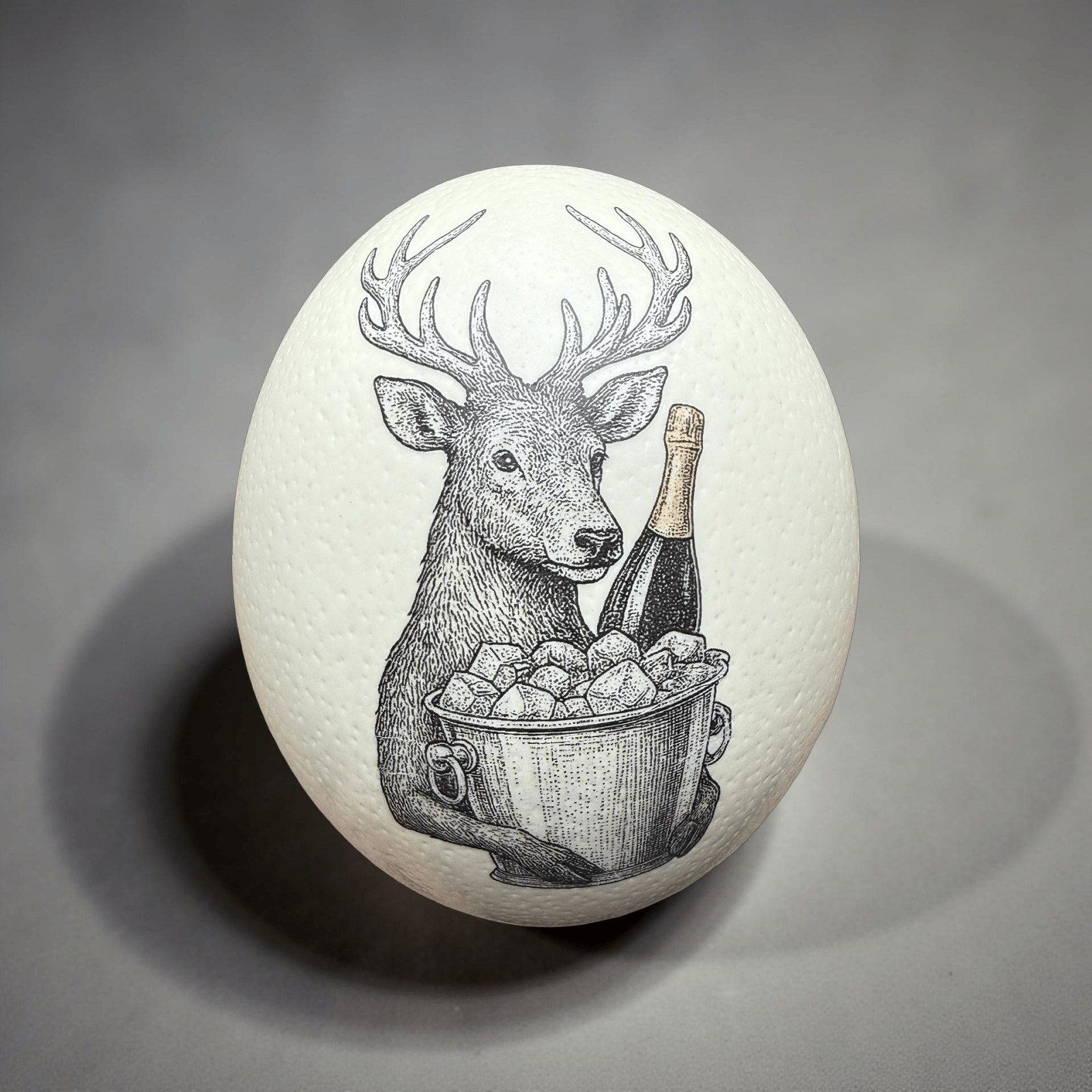 Handveredeltes Deko - Objekt: Straußenei "Graf Geweih" von ei - nzigartig