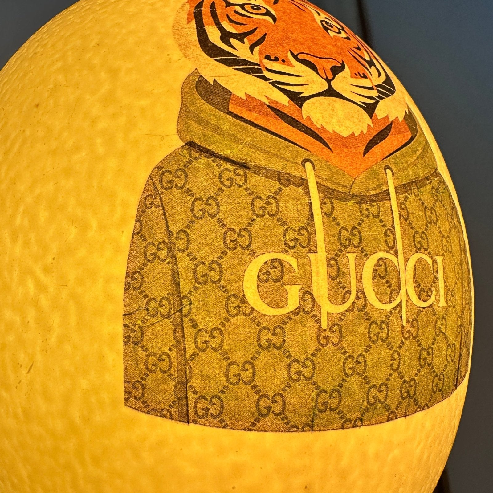 Handveredeltes Deko - Objekt: Straußenei - Leuchte "Roar Supreme", Unikat - Lampe (nur einmal erhältlich) von ei - nzigartig
