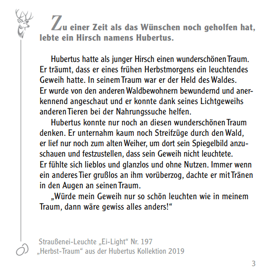 Handveredeltes Deko - Objekt: "Hubertus und Eida", eine weihnachtliche Geschichte von ei - nzigartig