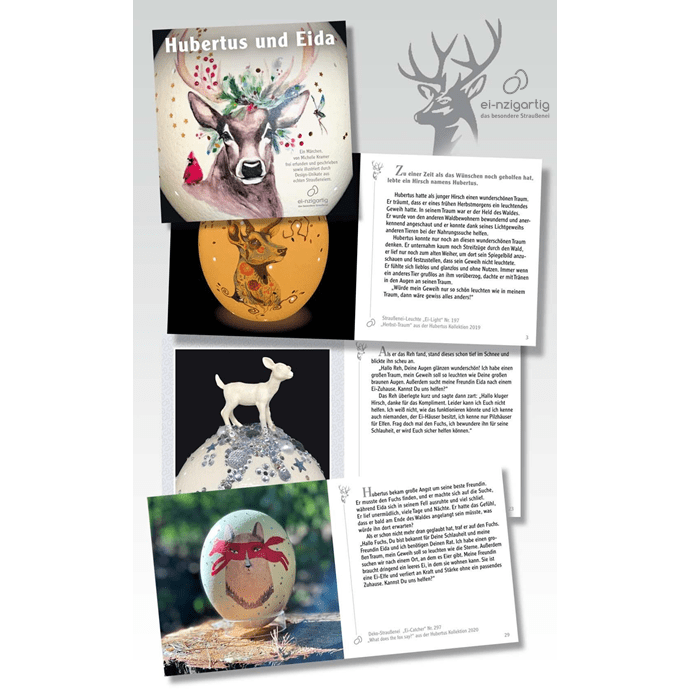 Handveredeltes Deko - Objekt: "Hubertus und Eida", eine weihnachtliche Geschichte von ei - nzigartig